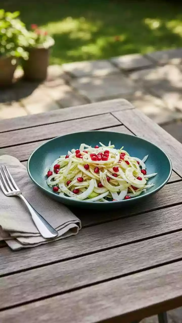 Fresh summer salad with pomegranate and fennel