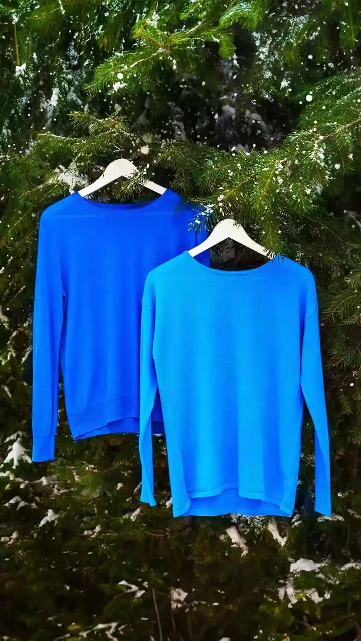 Amp up your winter look with periwinkle sweaters