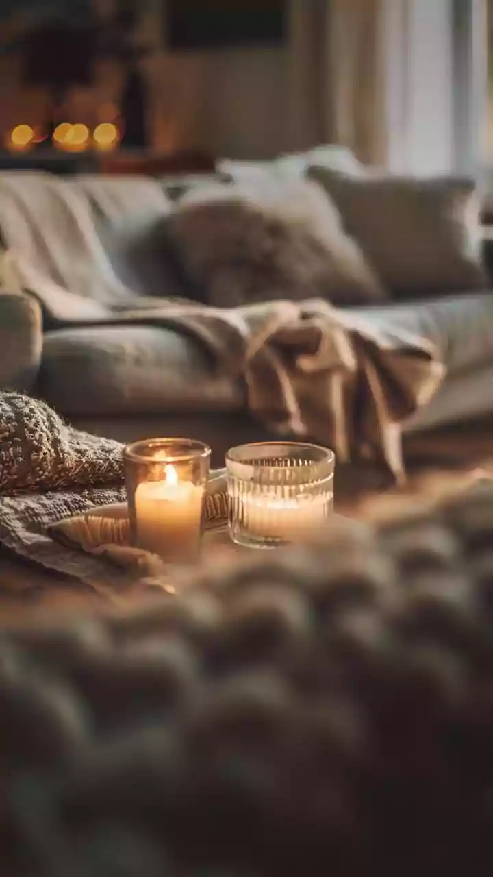 Na Dinamarca, a sala aconchegante virou quase ritual: luz baixa, manta no sofá e clima de pausa