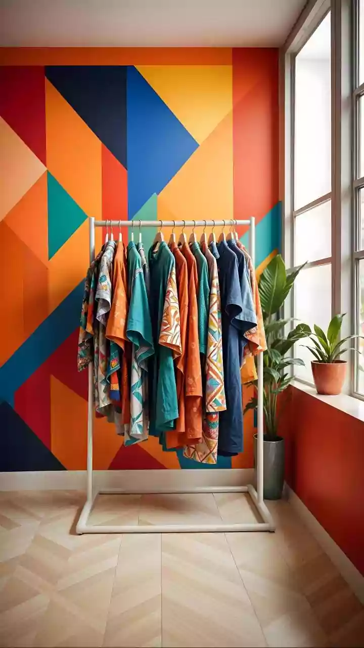 Using Retro Prints And Patterns Can Bring Character To A Plain Accent Wall