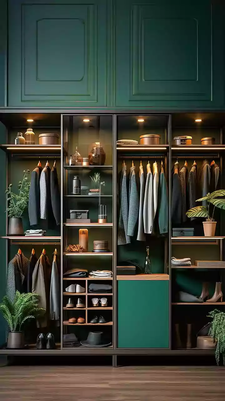 Warm layered shelf styling for a cinematic winter look