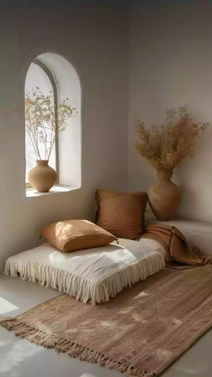 Style Minimalist Apartments Combining Floor Cushions Cotton Throw Pillows