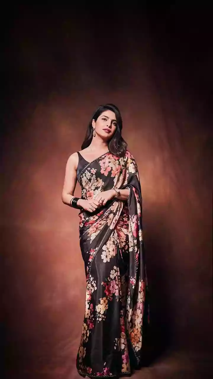 Priyanka Chopra's Floral Saree With A Corset-Style Choli Steals The Show During Her Mumbai Trip