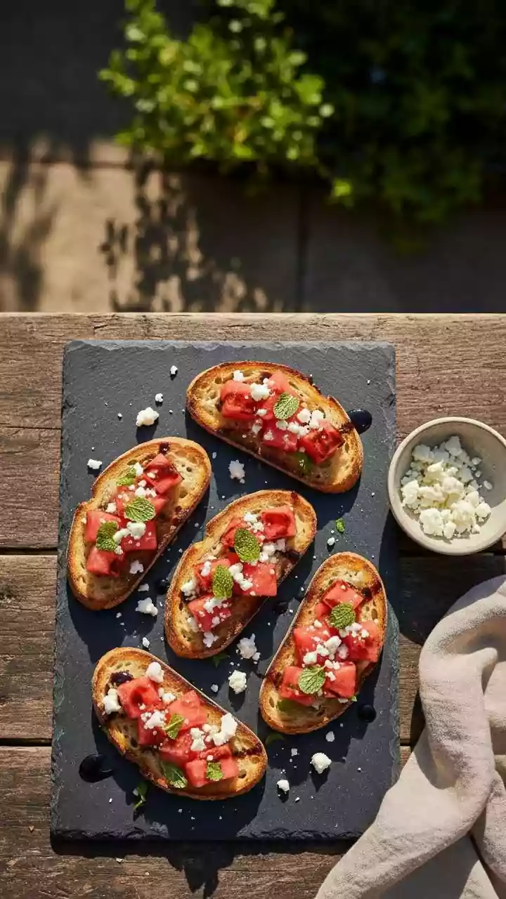 The perfect kitty party snack: Watermelon Feta Bruschetta