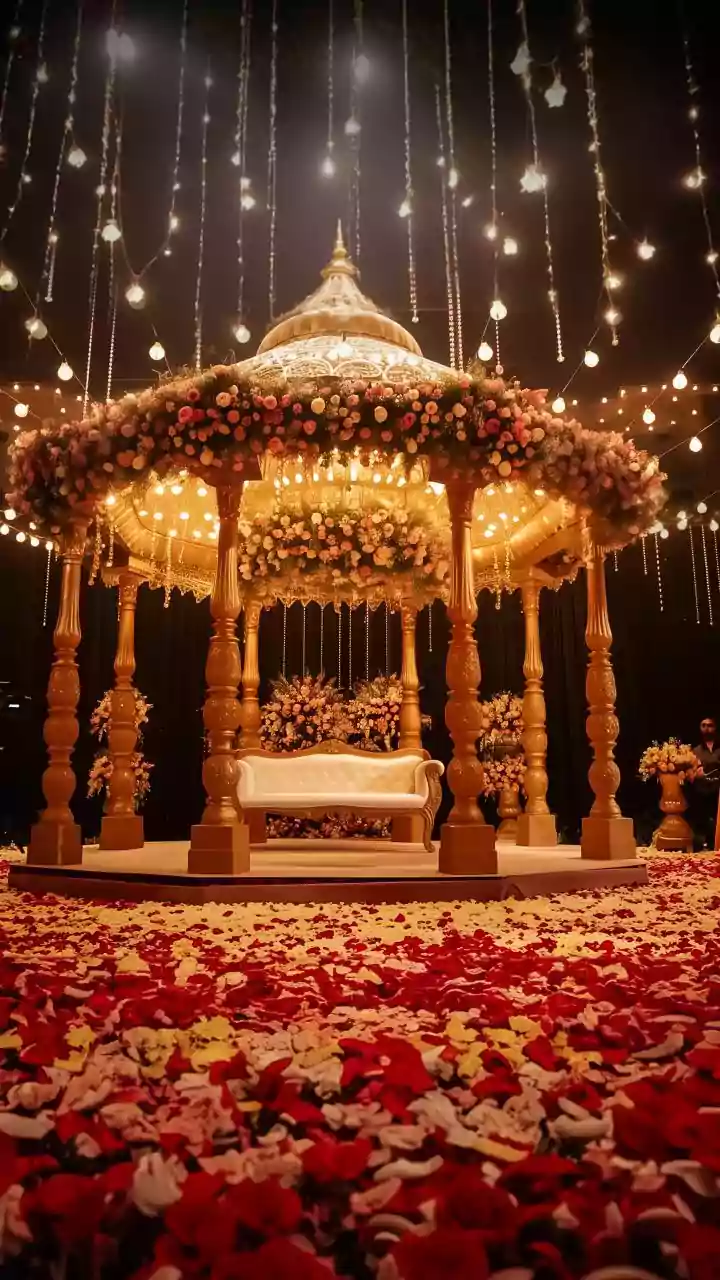 'Even Ambanis Couldn't Do This': Guests At South Indian Wedding Feast on Golden Peacock Thrones; Lavish Setting Goes Viral | WATCH