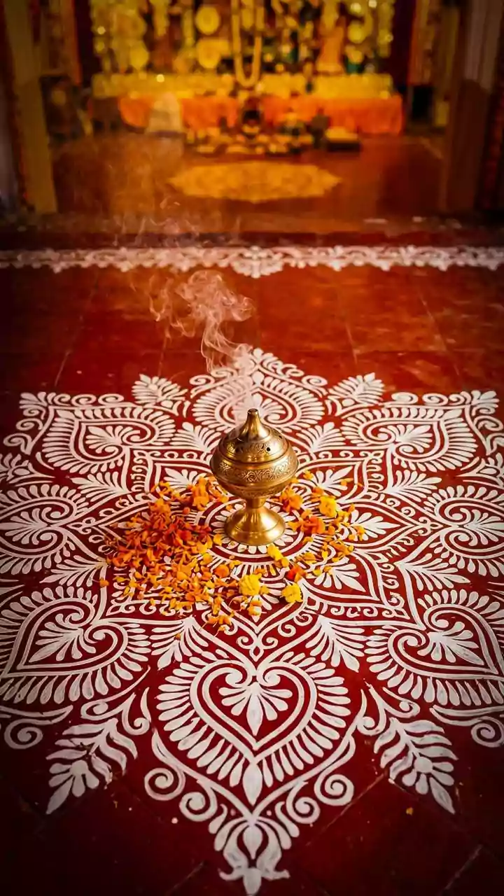 Eco Friendly Festive Rangoli Ideas Fresh Marigold Petals Rice Flour For Sustainable Doorsteps