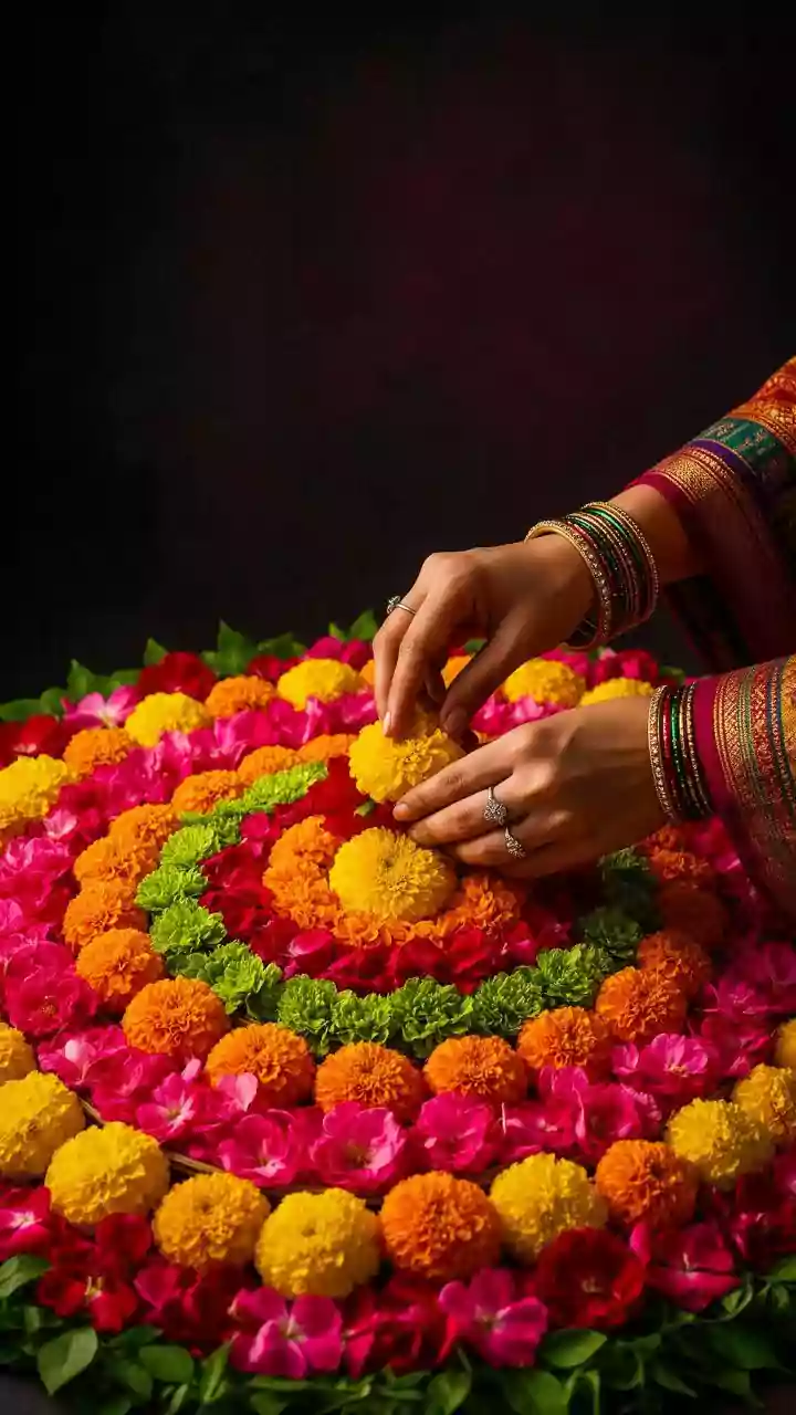 Craft Doorstep Rangolis Easily For Festivals With Fresh Marigold Petals And Rice Flour