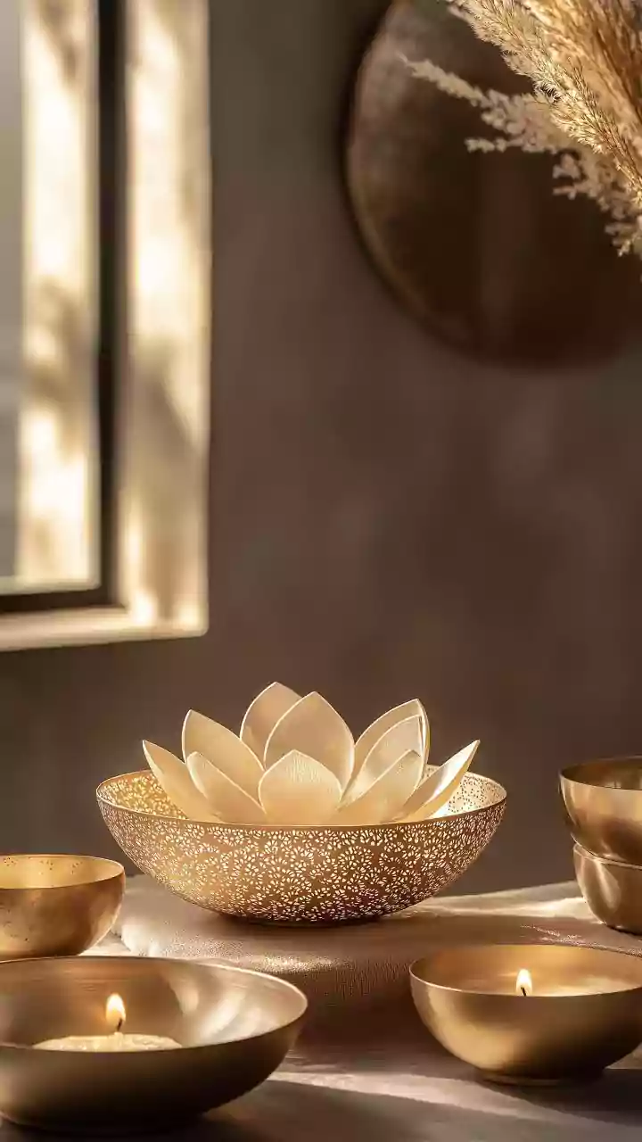 Eco Friendly Festive Home Decor Uses Handcrafted Brass Accessories And Seasonal Flowers