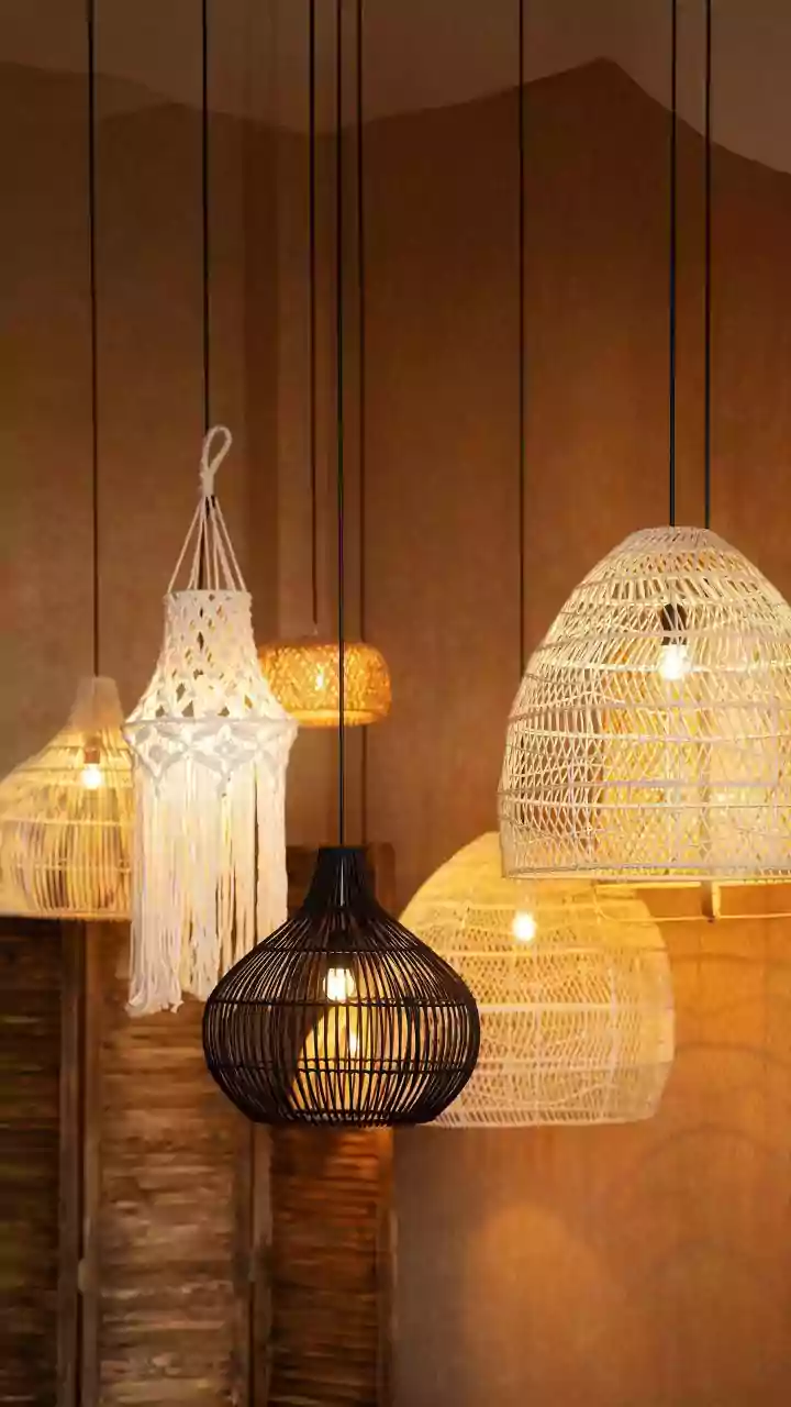 Want cozy winter vibe? Get these cane pendant lamps