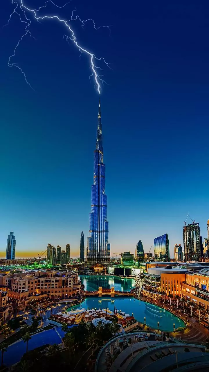 Burj Khalifa Hit By Lightning In Stunning Video Shared By Dubai Crown Prince | Watch