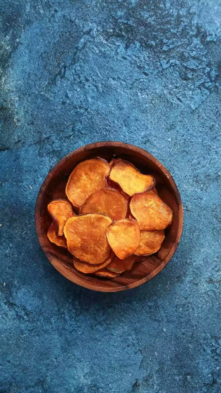 Crispy air fried nadru chips provide low oil twist on classic regional street snacks