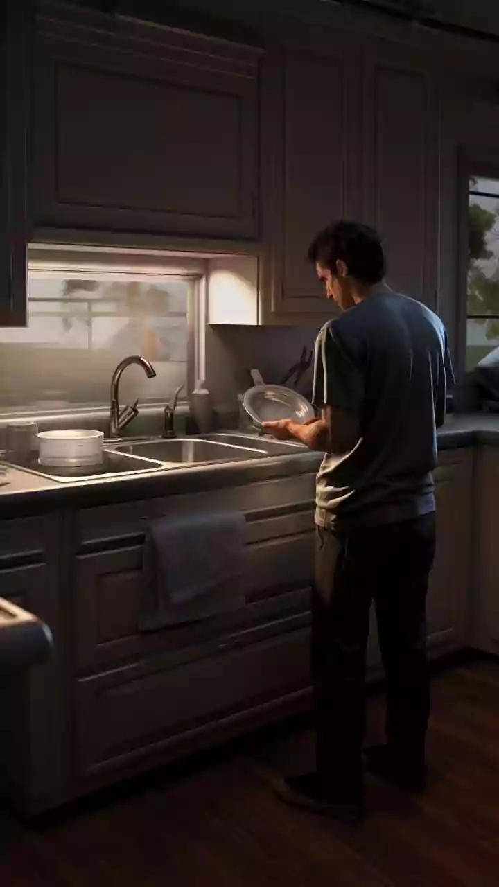 Kids washing lunch plates beside open drain in viral photo