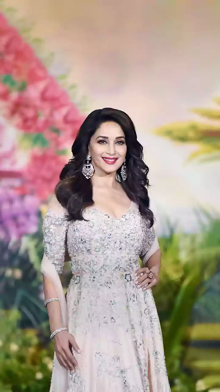 Madhuri Dixit Set Hearts Racing In Regal Silk Brocade Gown Perfect For Wedding Season
