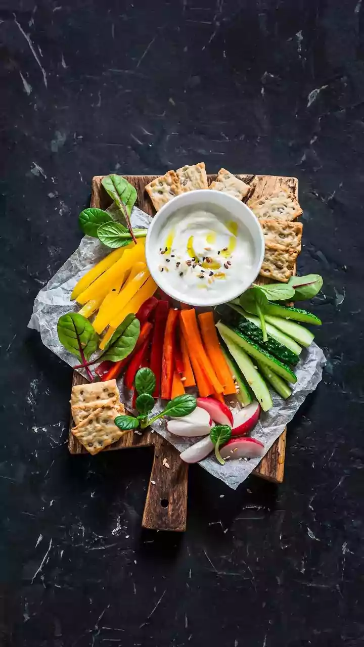 The Easy Office Snack Menu Features Vegetable Sticks With Hummus