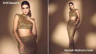 Kriti Sanon’s golden column skirt and top by Manish Malhotra proves why structured fashion is go to choice