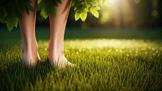 Lower Workspace Stress With Rhythmic Barefoot Grass Walking