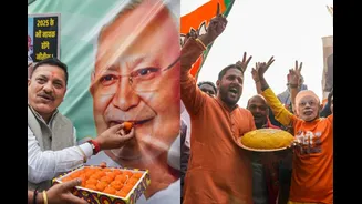 NDA Supporters Celebrate Big Bihar Victory With Firecrackers, Dhols, Sweets | Watch
