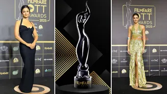 Alia Bhatt’s vintage black bandage gown and Ananya Panday’s gold metallic dress set tone at Filmfare OTT Awards 2025