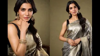 Samantha Ruth Prabhu’s Houndstooth-Print Silk Saree Look Is Quietly Powerful