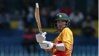 Zimbabwe's Brian Bennett hammers his maiden T20 WC fifty