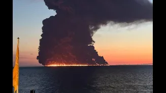 Towering Black Smoke Seen Over Russia Coast After Ukraine Hits Tanker; All 23 Indian Crew Rescued
