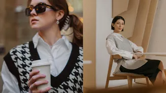 A terceira peça perfeita: 8 inspirações de colete de tricô e camisa no frio