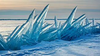 Lake Erie's Icy Embrace: How Freezing Waves Paint a Winter Wonderland