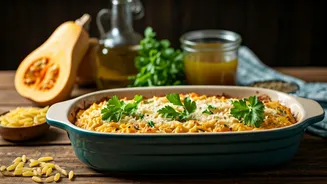 Make Cozy Butternut Squash & Orzo Casserole