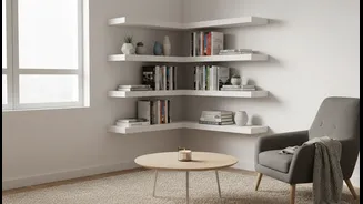 How small-scale rental layouts are optimized using damage-free floating wall shelf concepts