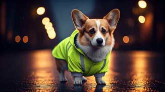 Viral Videos Showcase Cute Dogs Wearing Neon Waterproof Raincoats Evening