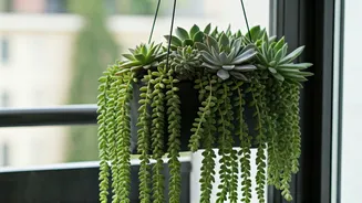 Hanging Succulents Near North Windows Creates The Best Balcony Look