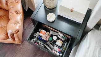 Organizing your bedside table doesn't have to be expensive