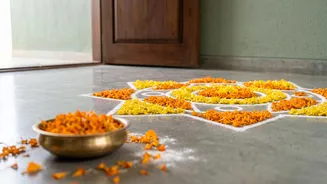 Make festive rangoli with marigold petals