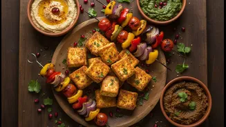 Planning around World Kebab Day Vegetarian Snack Boards Starts with Mixing Paneer