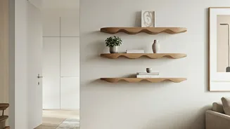 How Scalloped Shelving Transformed Boring Studio Apartment Storage Systems