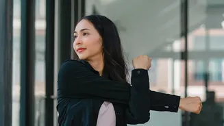 Hourly Ergonomic Stretches Designed For Office Employees Sitting At Desks All Day Long