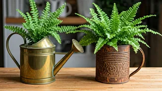 Give Vintage Metal Vessels Unique Purpose Planting Indoor Ferns