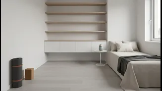 Wall-Mounted Storage Can Free A Compact Room For Exercise Or Guests
