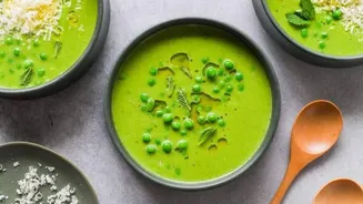 This pea and mint soup is a refreshing appetizer!