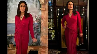 Kareena Kapoor Embraces The Christmas Spirit In A Timeless Red Malini Ramani Gown