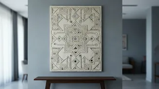 Lippan Kam Mud-And-Mirror Panels Bring Artisanal Craft Traditions Into Contemporary City Living Room Interiors