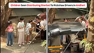 Heartwarming! Children Help Rickshaw Drivers & Passersby To Beat Mumbai's Scorching Heat By Distributing Sherbet In Andheri - WATCH