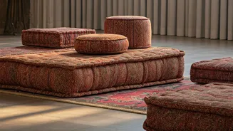 Low-Slung Floor Spaces Styled With Block-Printed Cushions Look Cozy