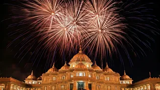 Diwali's Dazzling Display: Akshardham Temple's Festive Fireworks