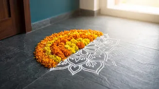 Create Eco Friendly Festive Doorstep Rangolis Using Fresh Marigold Petals And Rice Flour