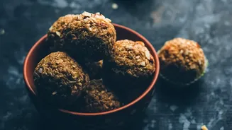 Homemade Energy Snack Ideas Date-And-Nut Balls And Roasted Flaxseeds For 4 PM