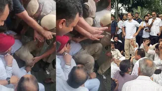 राहुल गांधी खाली पडले, पोलिसांची उचलण्यासाठी धडपड; पाहा व्हिडीओ
