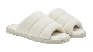 Shearling-lined slides: The winter footwear you need