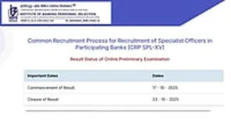 IBPS SO Prelims 2025 Result Declared