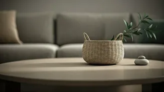 Hand-Woven Seagrass Baskets Give Minimalist Living Rooms Elegant Organic Feels